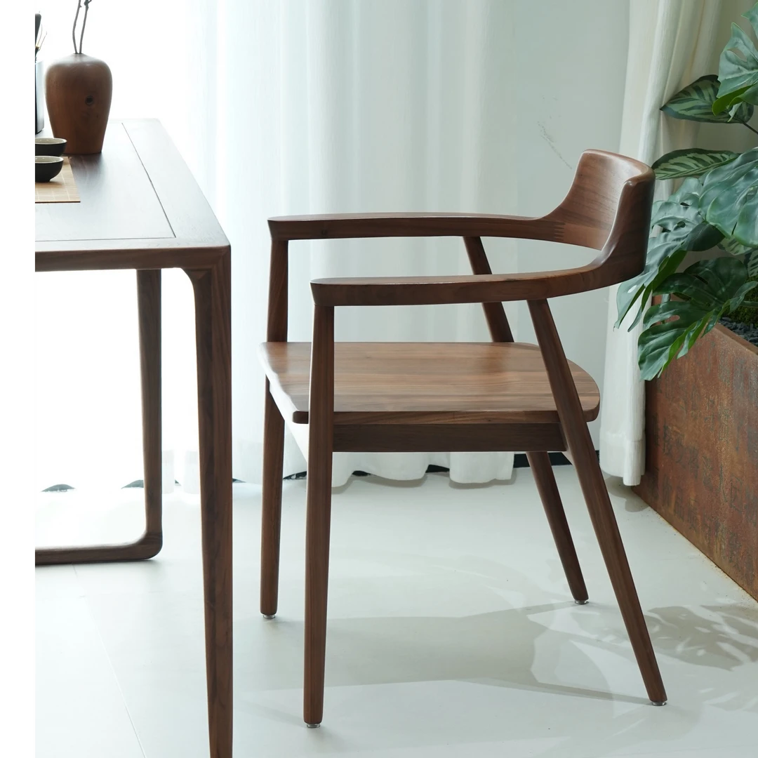 北美黑胡桃木餐椅茶椅圈椅