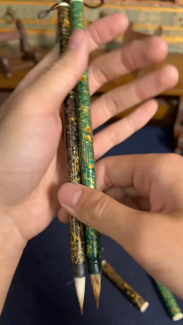 24号 黑+绿大漆毛笔两支 微瑕