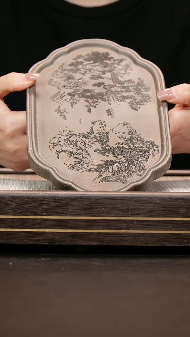 茶壶紫砂段泥 茶盘 刻绘款
