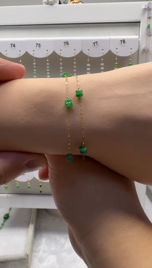 18K金镶嵌手链翡翠缅甸天然翡翠a货