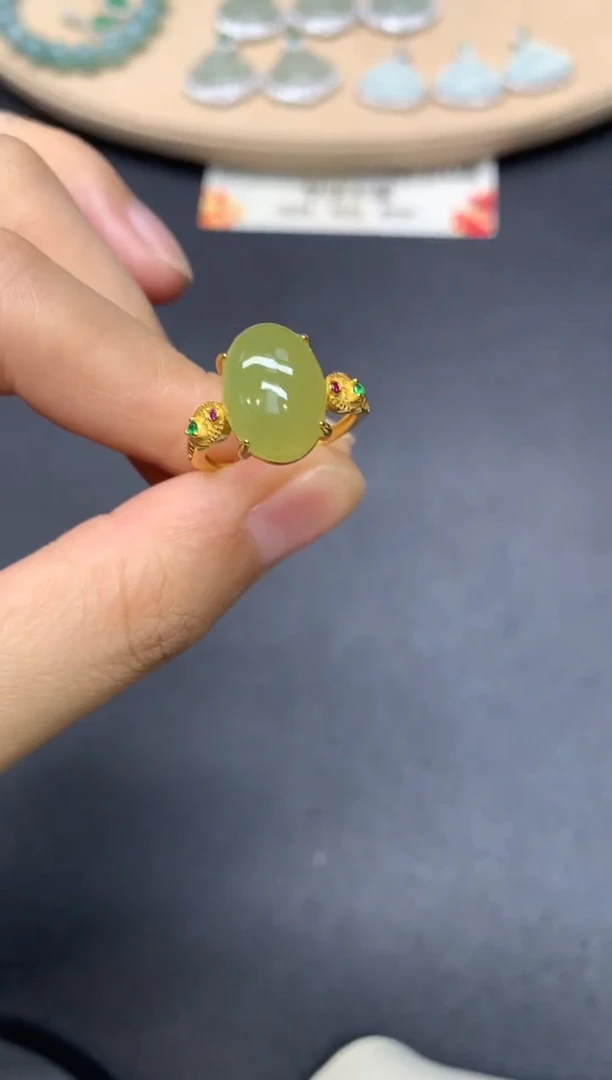 和田玉戒指银S925镶嵌蛋面【无服务费】