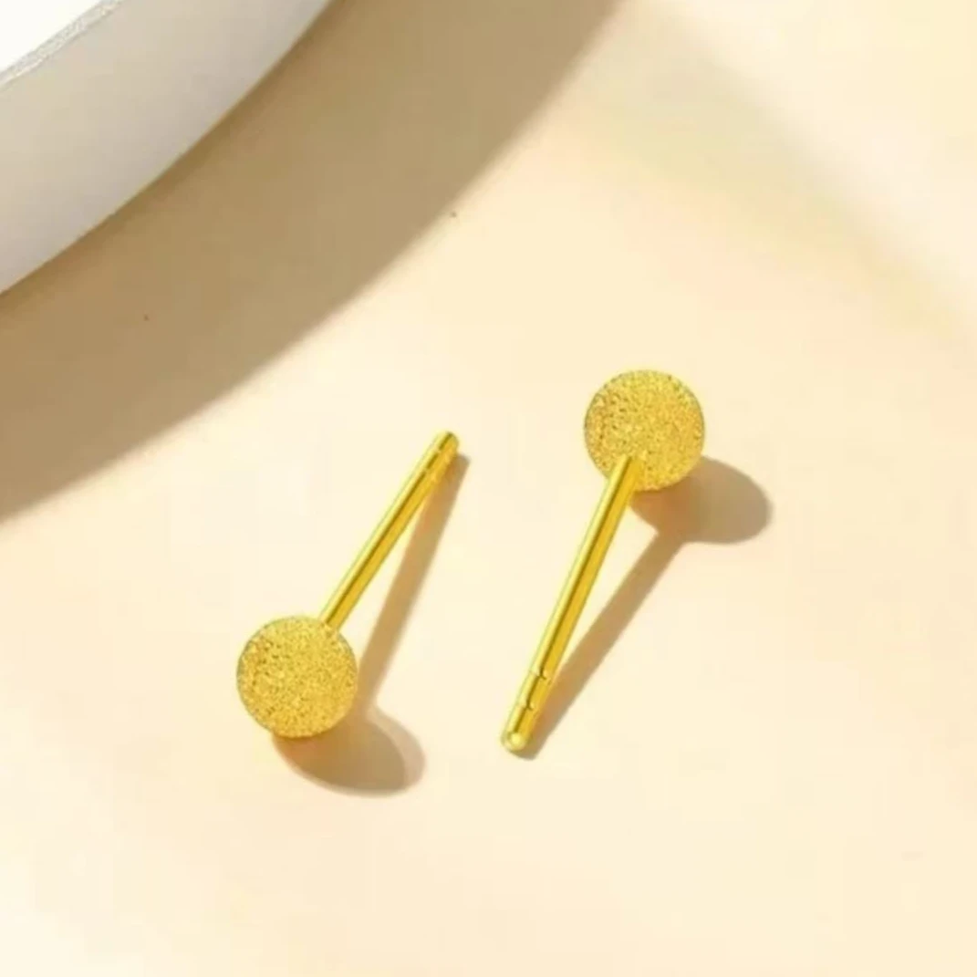 【SG】18K磨砂金球球卡5耳钉 赠耳堵