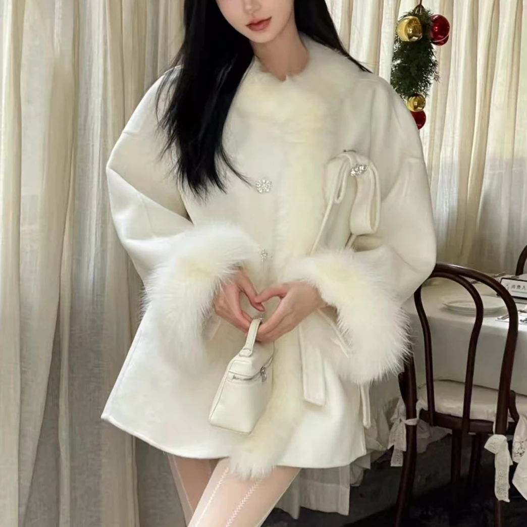 法式赫本风毛呢外套女士氛围感大衣