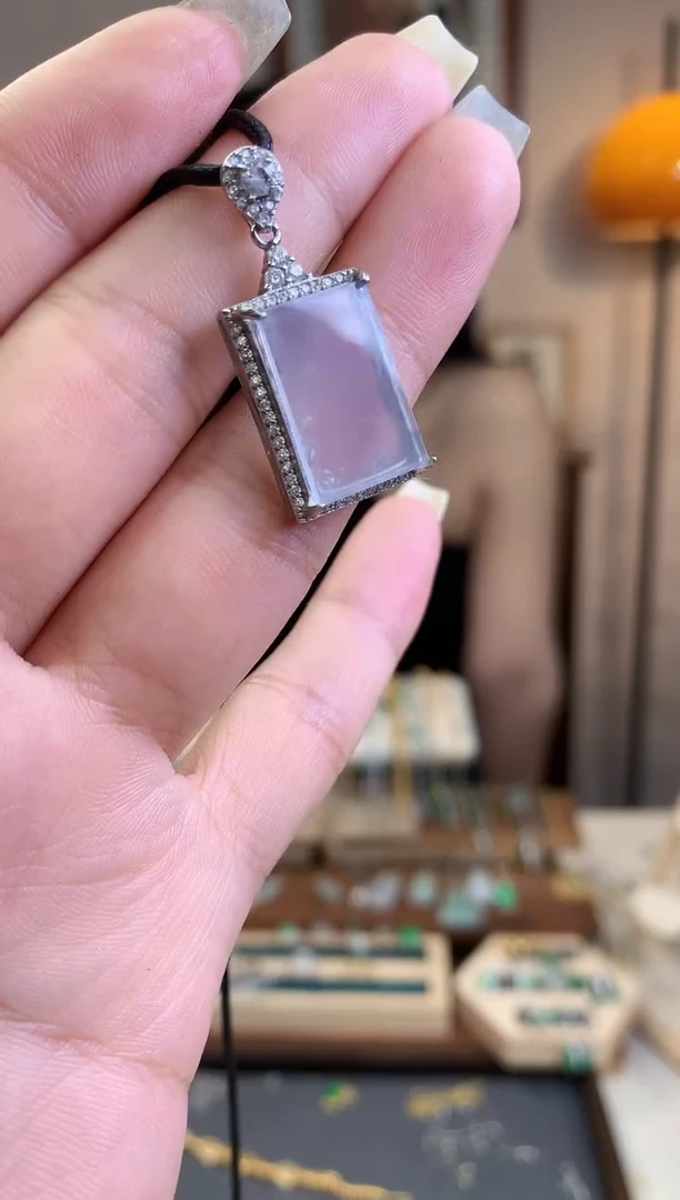 翡翠银S925镶嵌吊坠(不含链)【挽石珠宝】无事牌