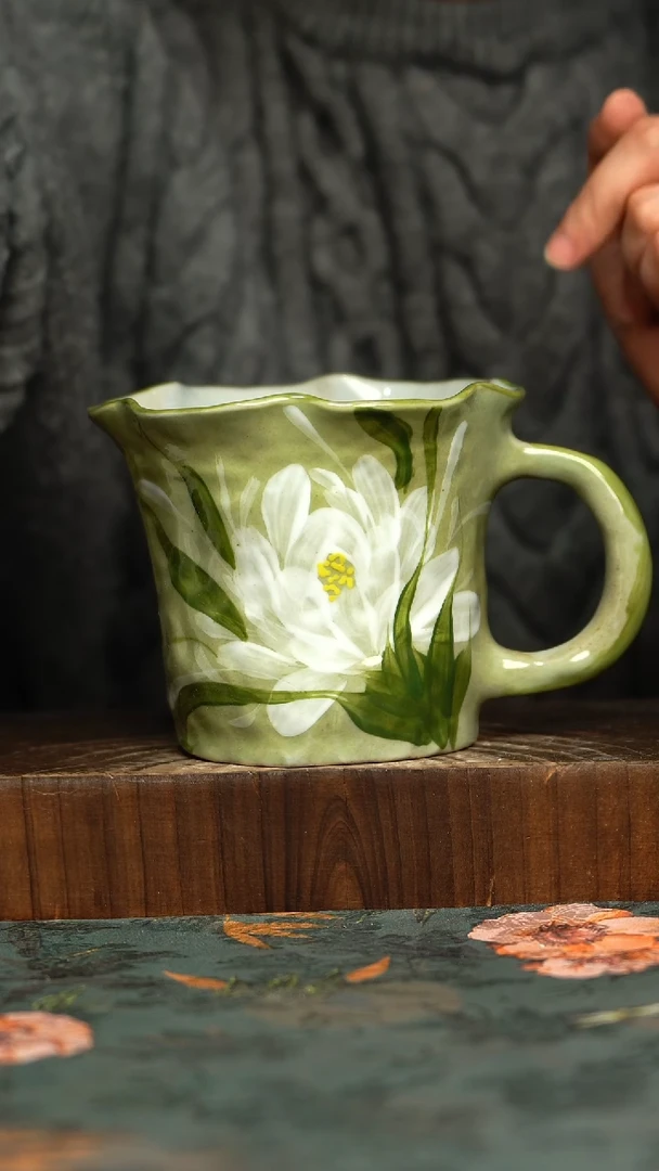 杯釉下彩手工手绘同款陶器
