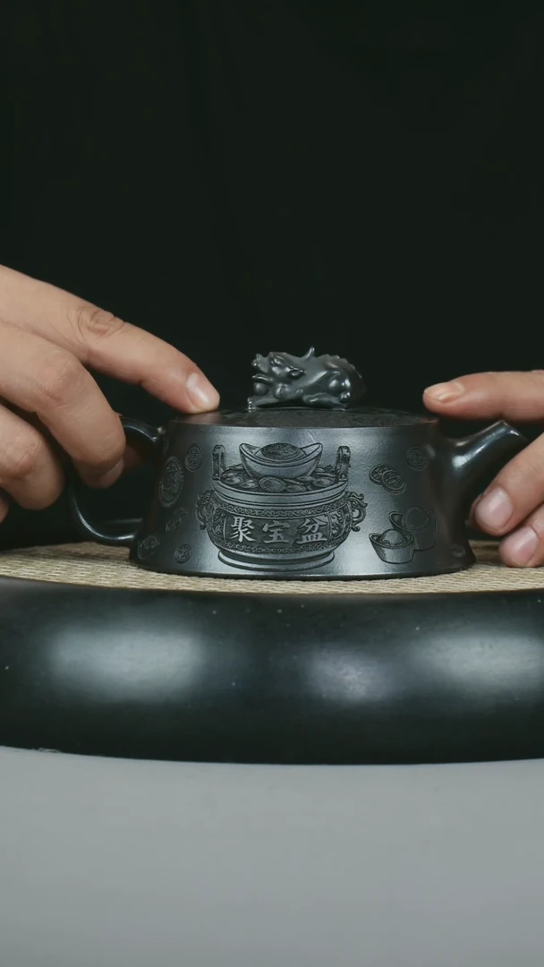 茶壶紫砂 石黄 招财进宝