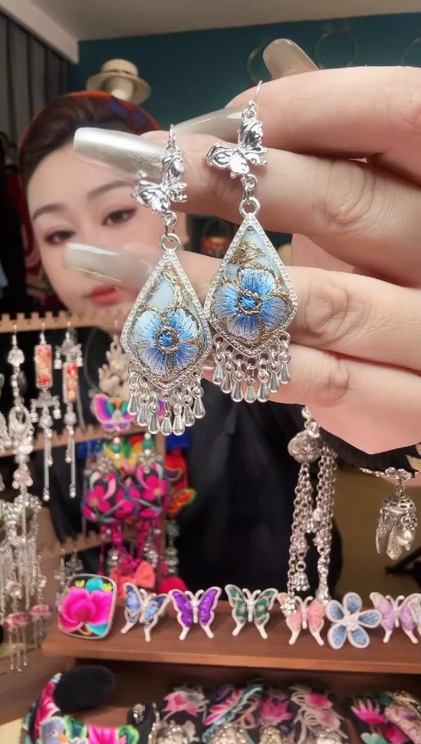 刺绣纯手工民族风刺绣耳环