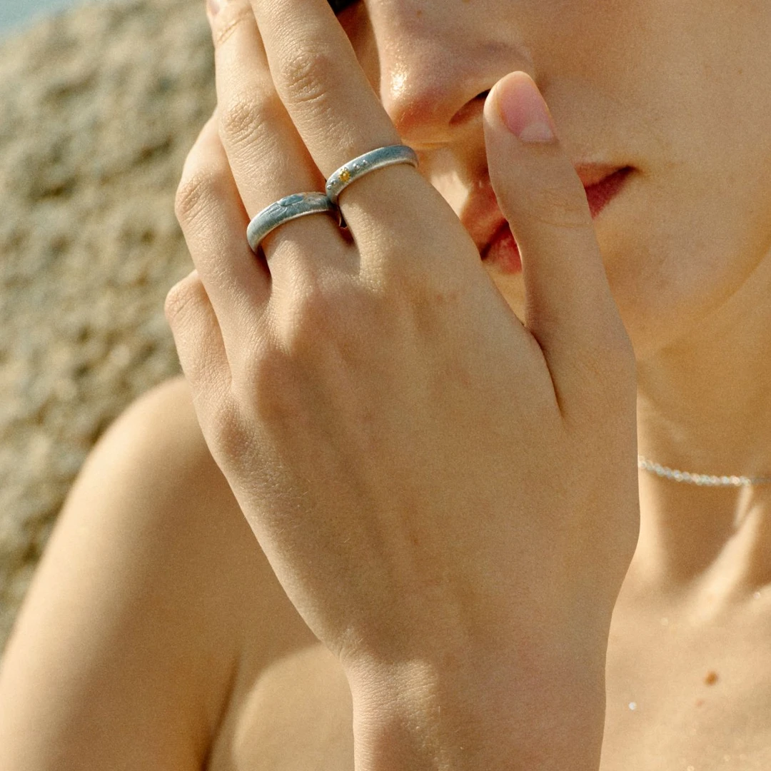 MONSECRET25早春新款设计师品牌逐日双色拉丝戒指 SOLSOL买手店