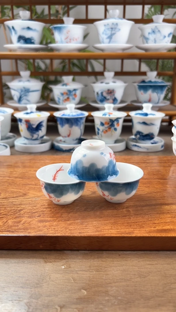 微瑕线条莲小和顺杯6个