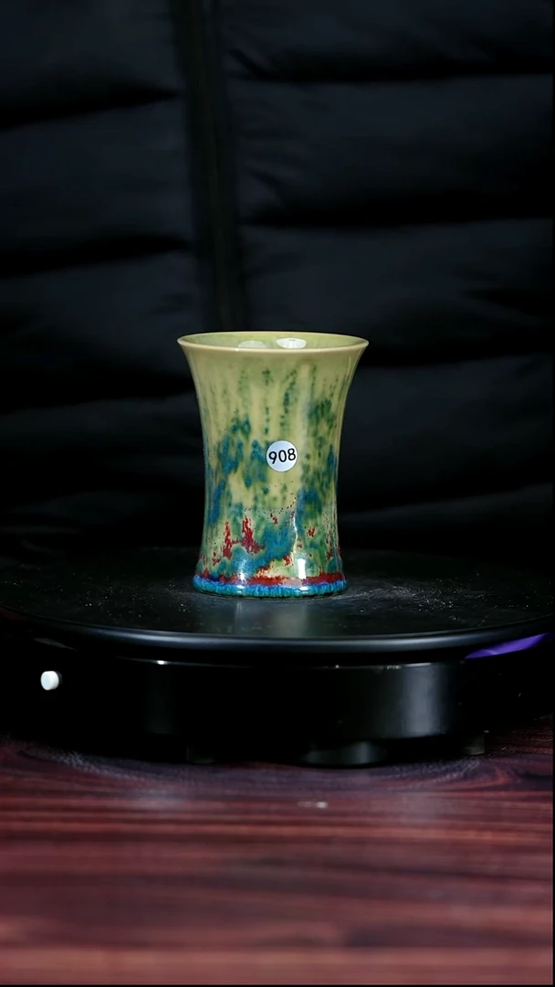 908#李盼龙一级品原矿钧瓷束腰杯