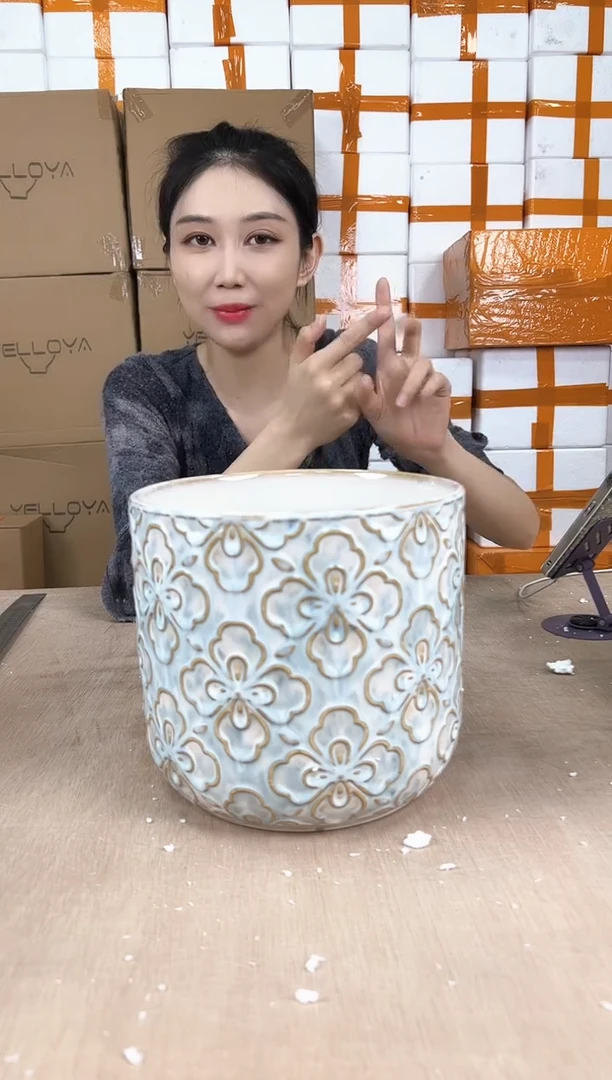 浮雕花朵梦幻蓝大号21x19