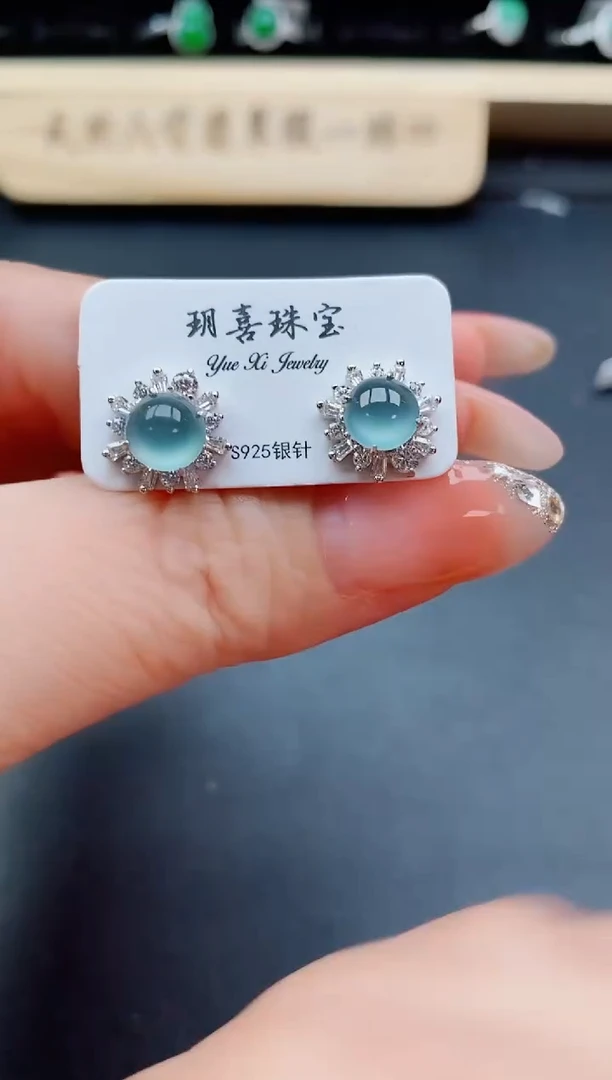 银S925镶嵌戒指翡翠1