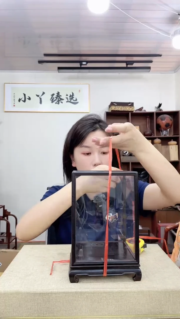 乌木类端景台360紫光檀12.5*12.5*18玻璃罩木木木