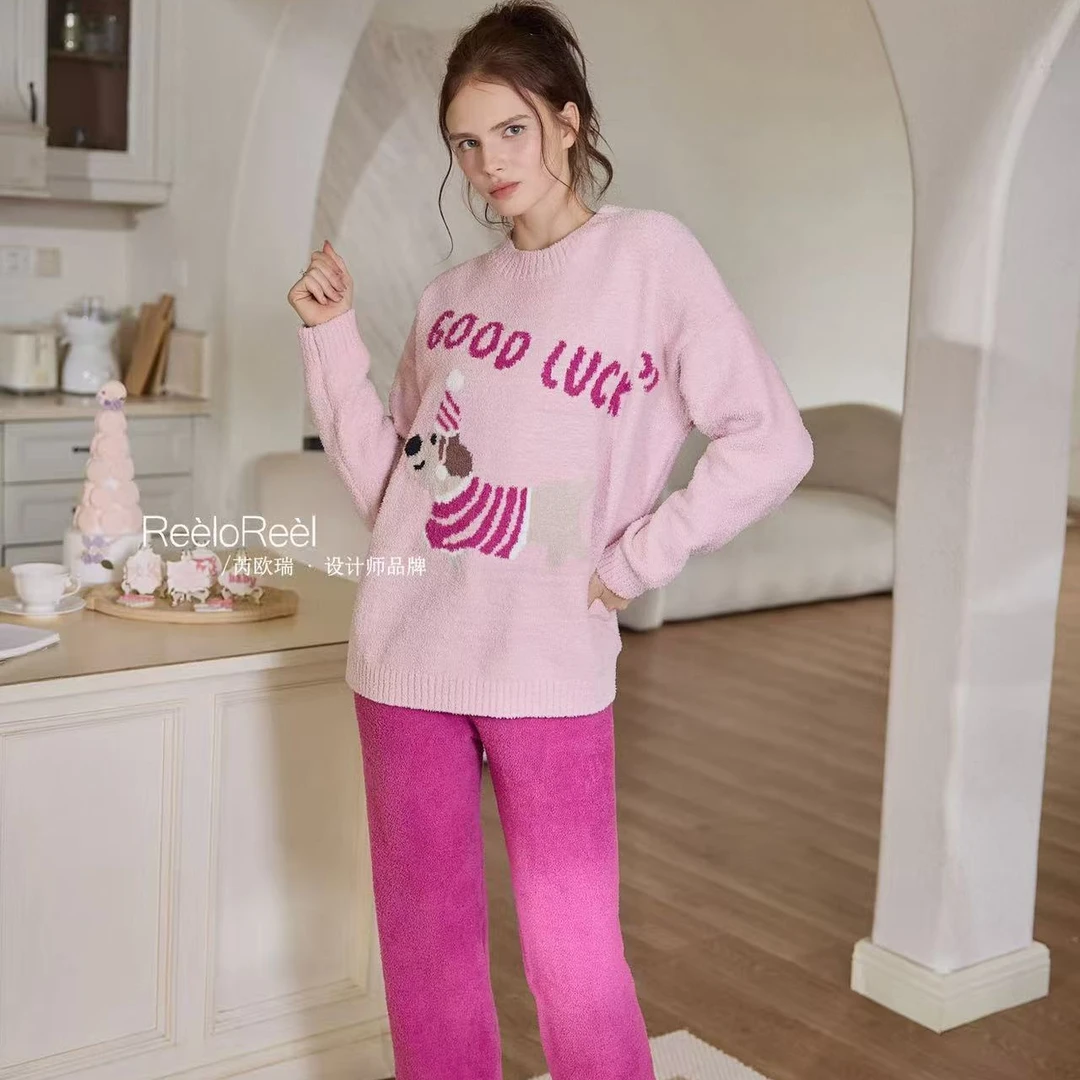 蜜桃冬季新款睡衣套装舒适保暖甜美风女睡衣