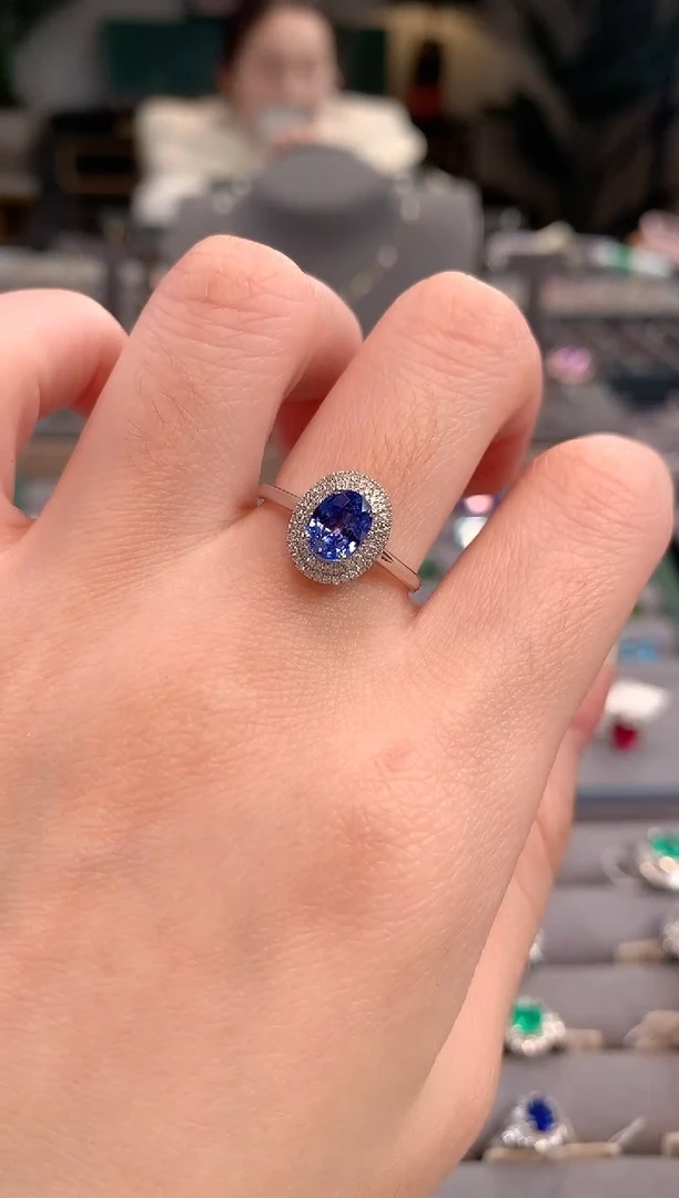 【闪购商品】蓝宝石戒指18K金镶嵌蓝宝石戒指