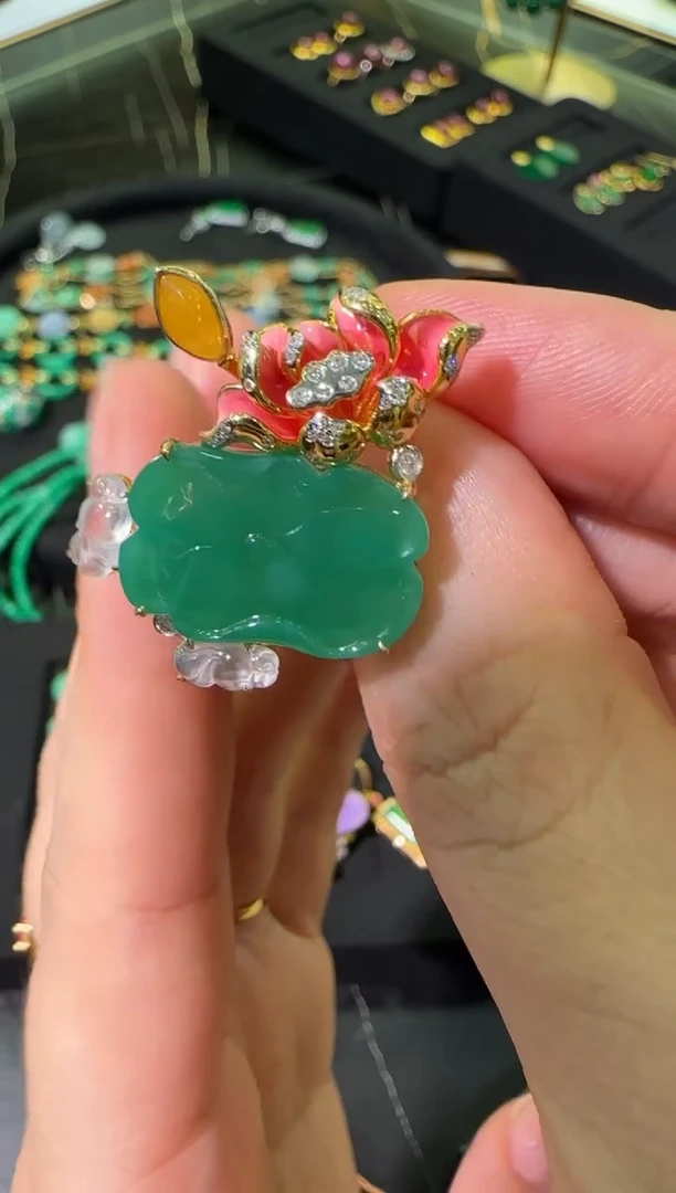 翡翠戒指18K金镶嵌闪购商品16500