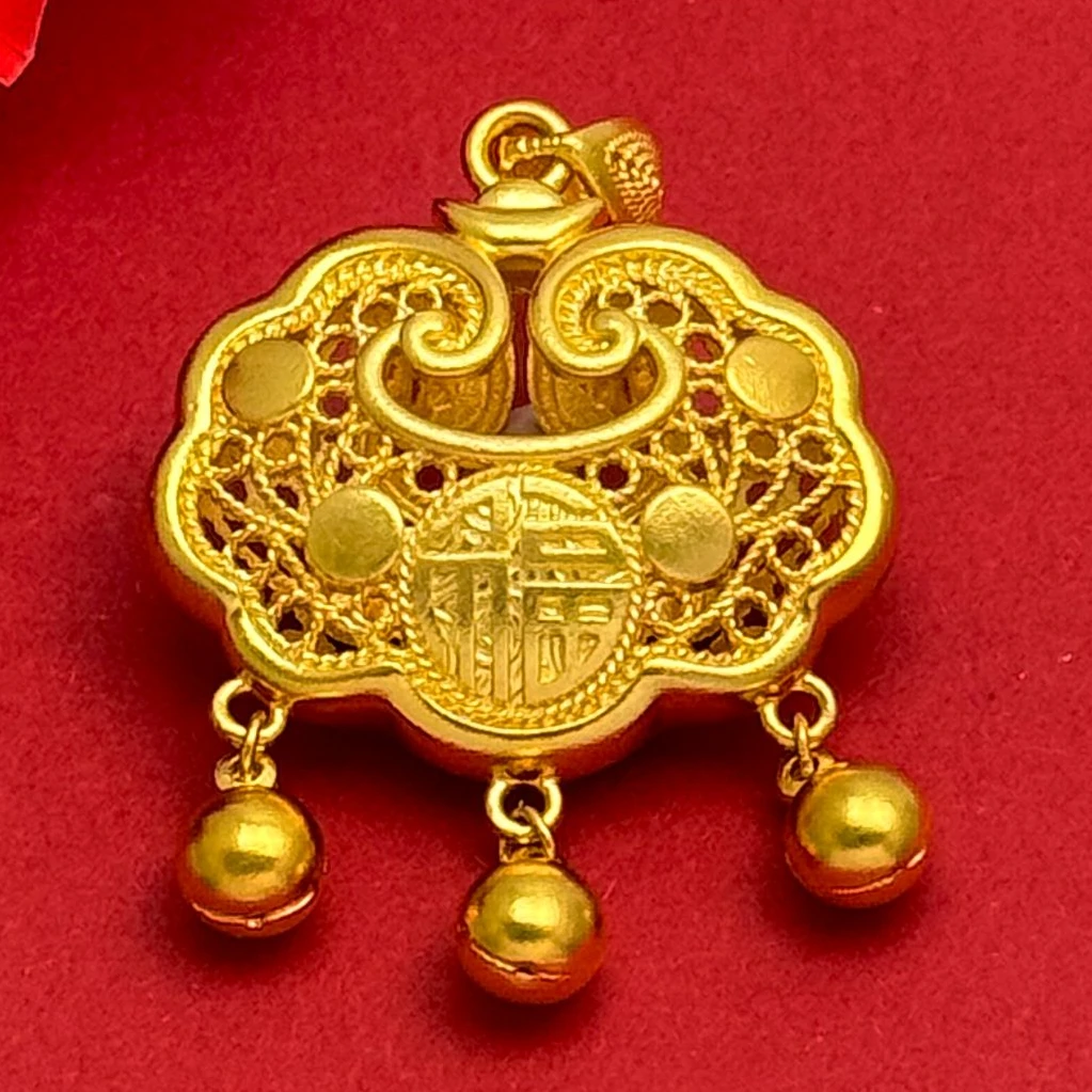 【优豪】足金古法花丝镂空铃铛锁吊坠走基地质检一物一证（无七天）