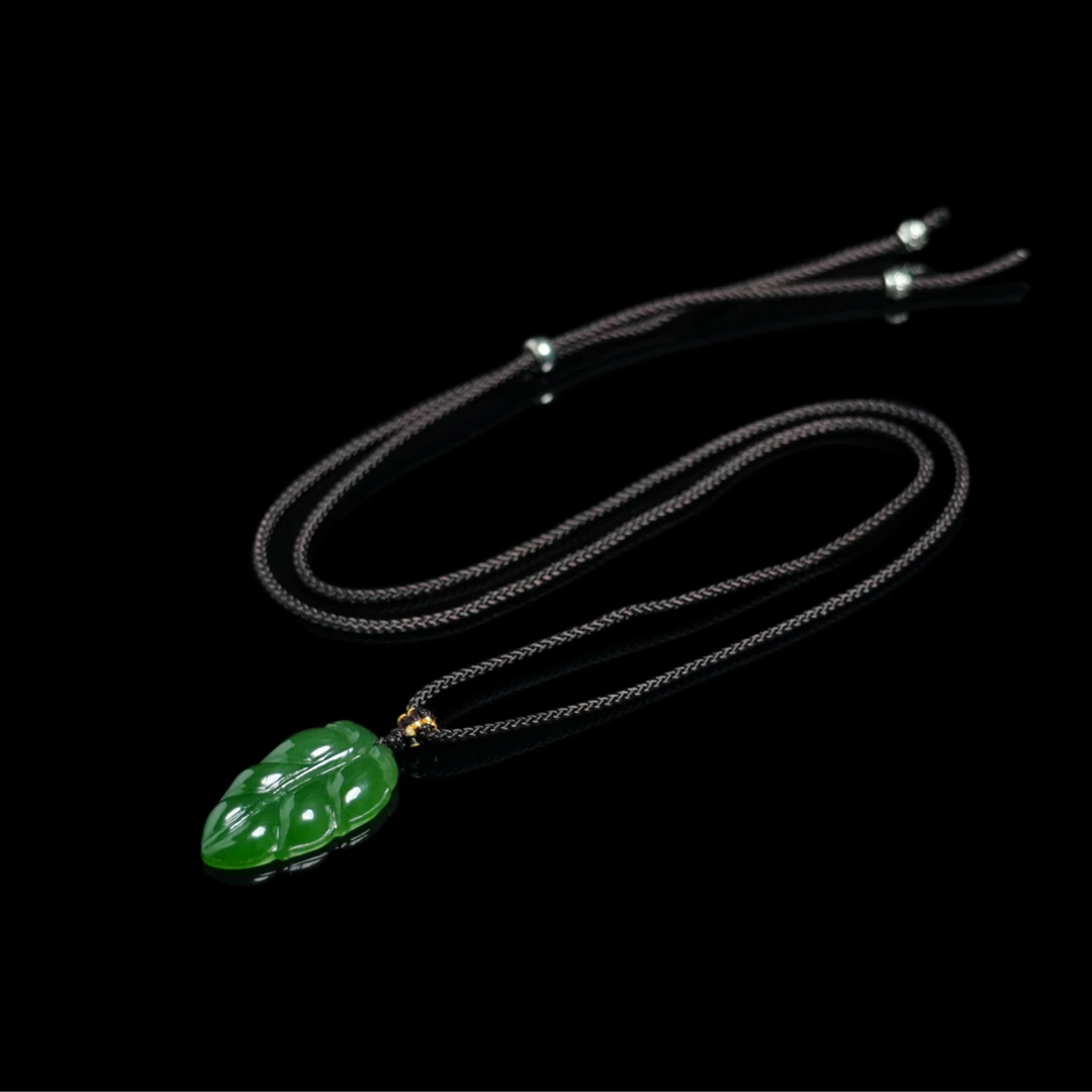 V姐|心选|和田玉碧玉树叶吊坠 30*17*5mm-HL9203