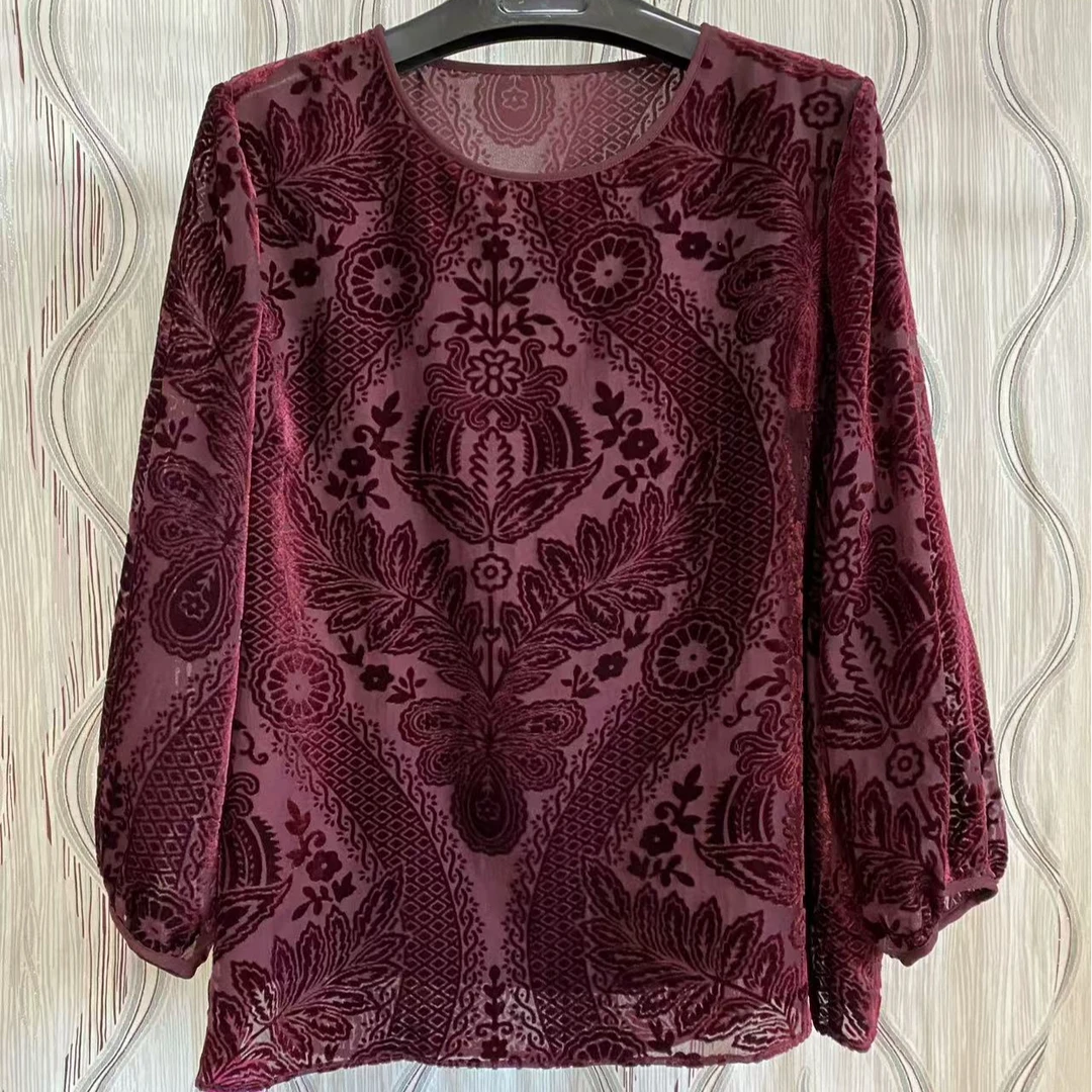 胖人坊新款大码提花植绒圆领衫4572   衣长71   124