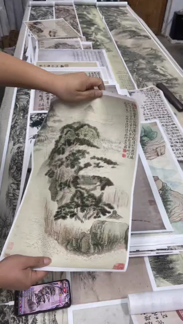 石涛 采石图 微喷
