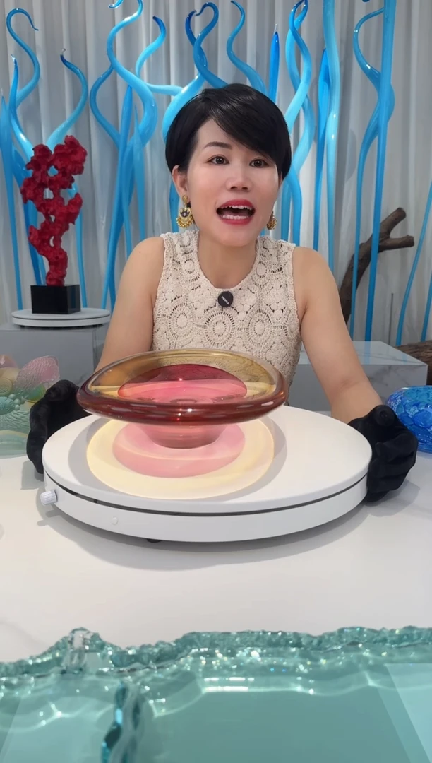 琉璃彩和美术馆【落日橙红果盘】