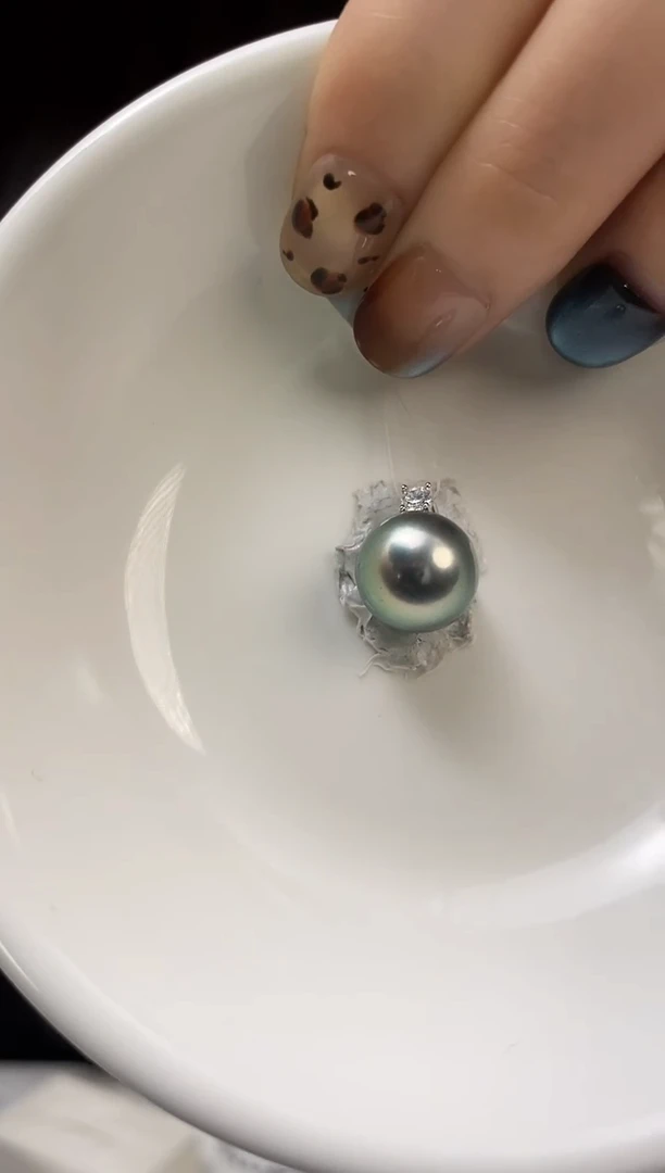 吊坠(不含链)银S925镶嵌海水珍珠11-12大溪地黑珍珠吊坠