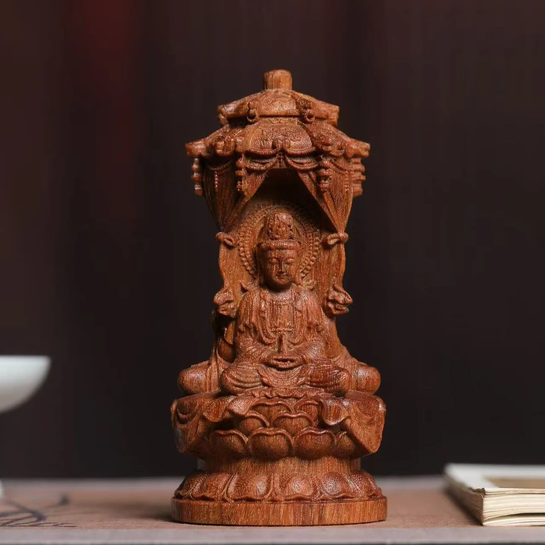 西方三圣阿弥，大势至，净瓶观音木雕龙鳞满星原木原雕家居摆件