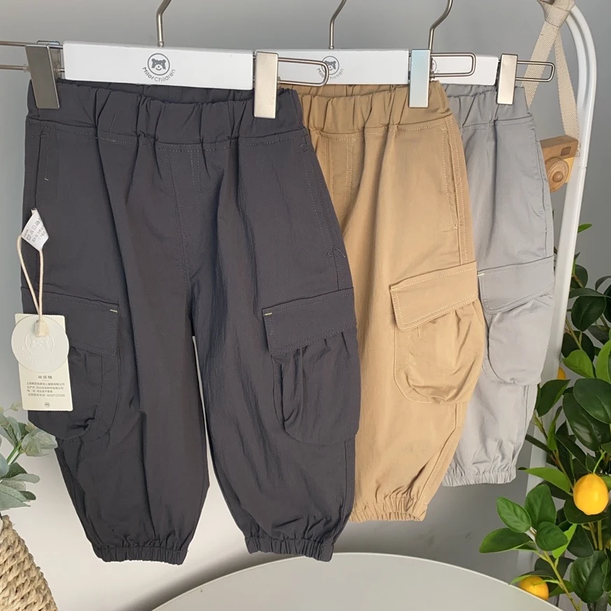 6321米乐熊男女童工装裤春秋儿童裤立体口袋百搭休闲裤春款