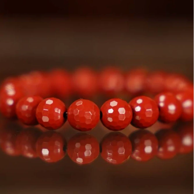 含辰砂工艺品钻石切面红砂手串