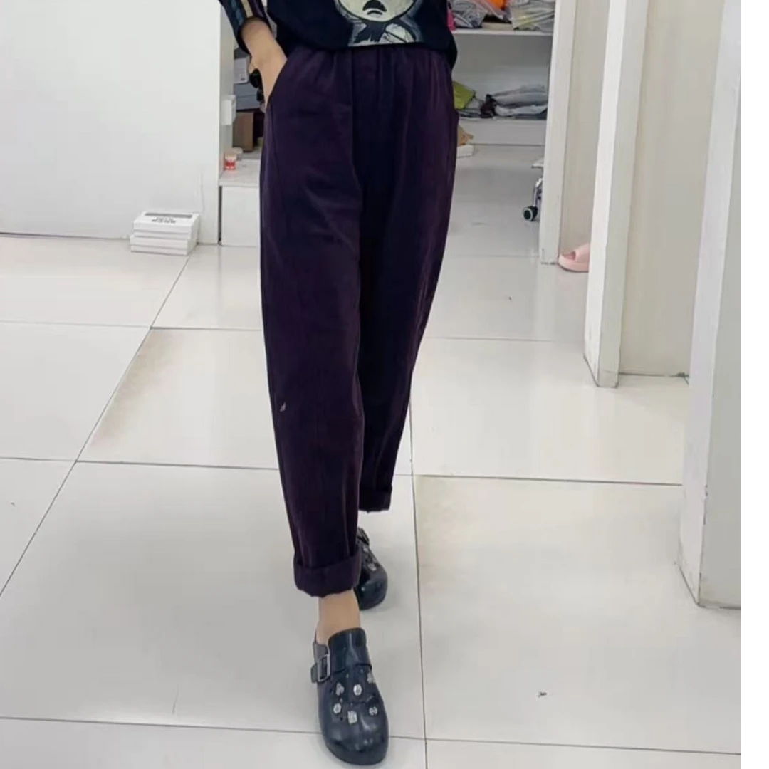 欧版秋款休闲阔腿老爹裤-88921宽松秋冬长裤弹力女士百搭时尚舒适