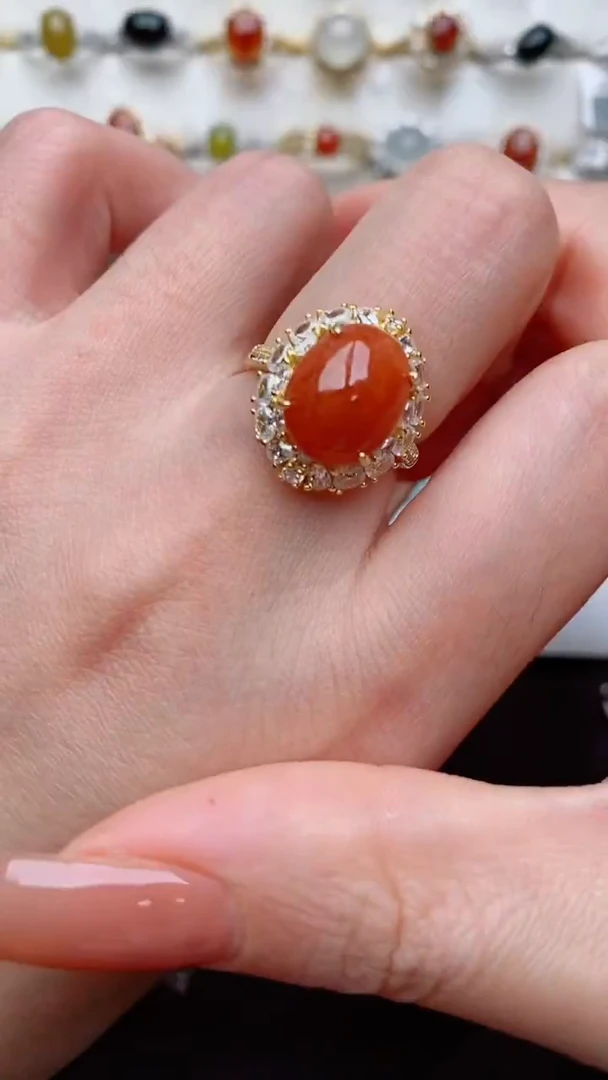 银S925镶嵌戒指翡翠...