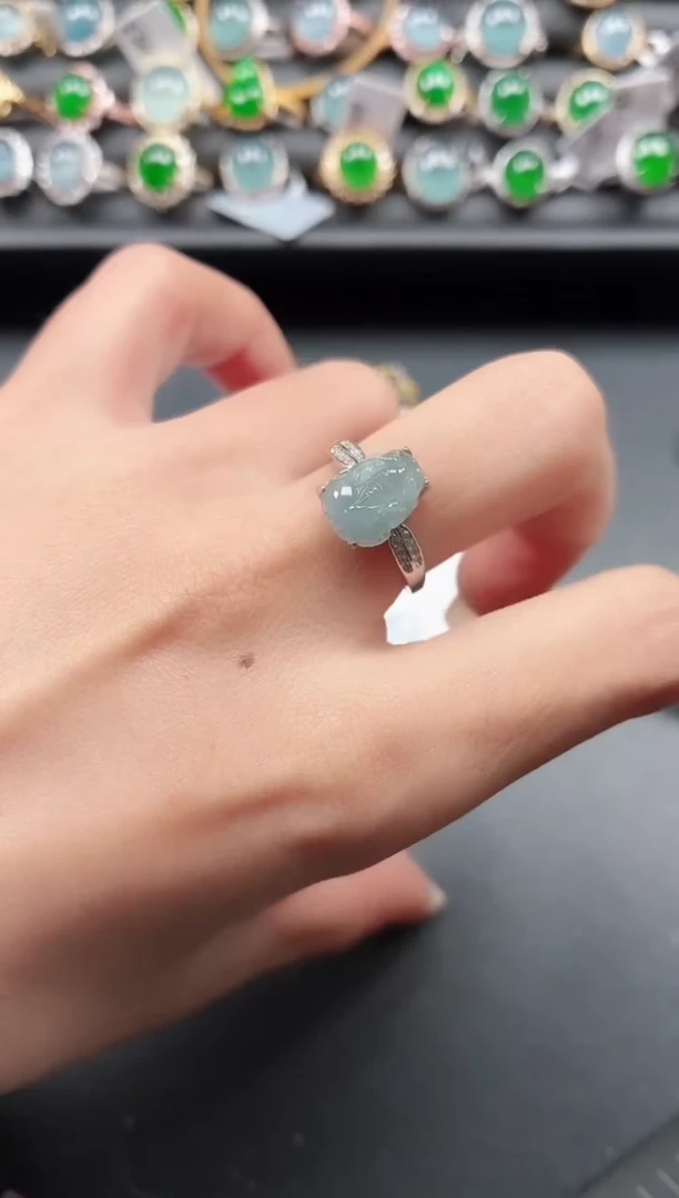 银S925镶嵌戒指翡翠11