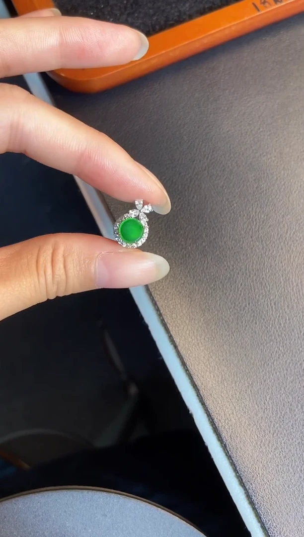 吊坠(不含链)银S925镶嵌翡翠天然A货翡翠