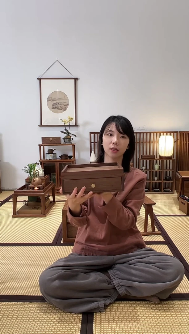 黑胡桃木单层茶饼盒