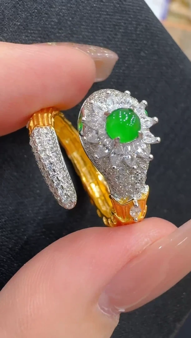 银S925镶嵌戒指翡翠多样性团购发一件