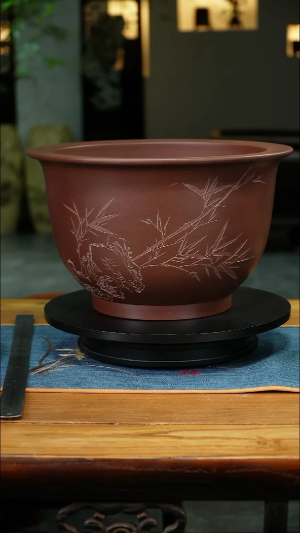 紫砂花盆坦**若全手工圆盆精品花盆