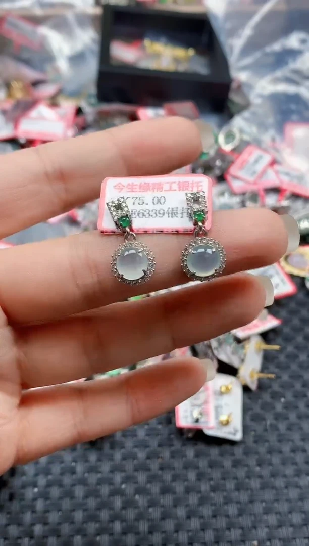 银S925镶嵌戒指翡翠天然A货缅甸翡翠