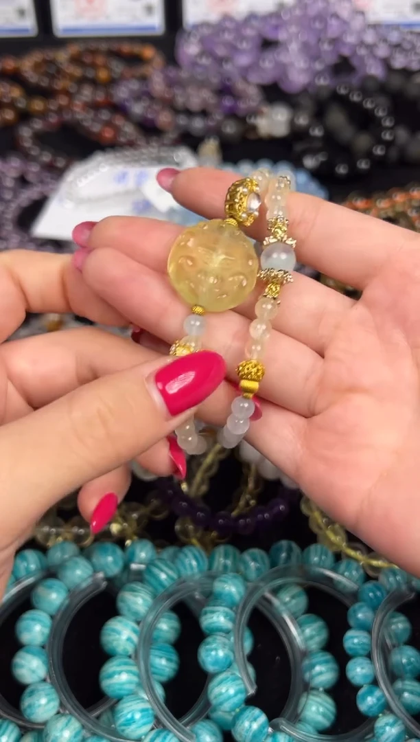 未镶嵌手串水晶黄水晶原创双圈手串