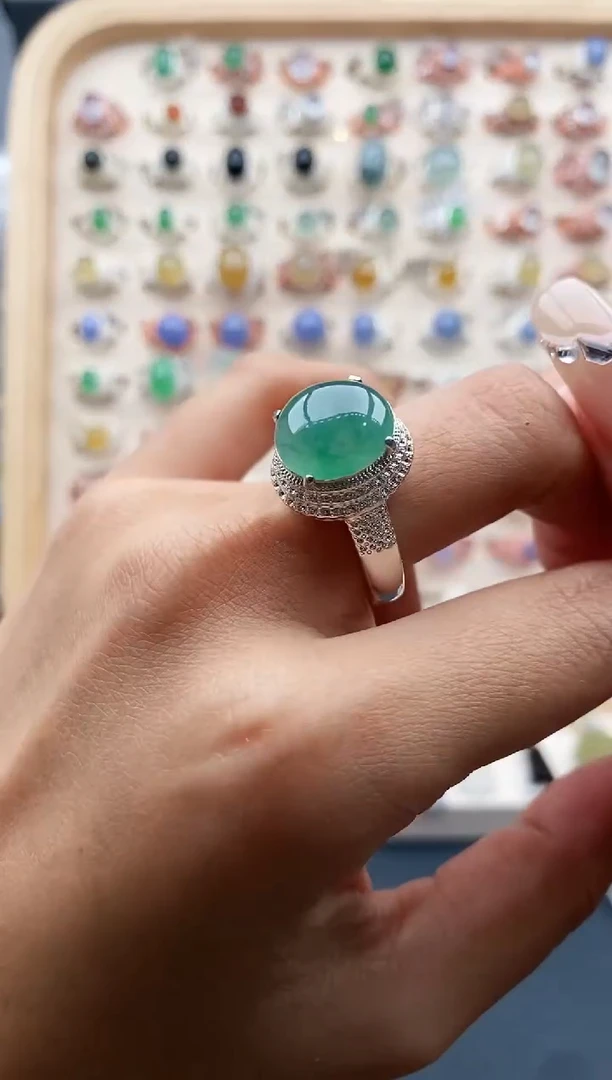 【闪购商品】翡翠戒指未镶嵌缅甸天然A货翡翠444   2+4