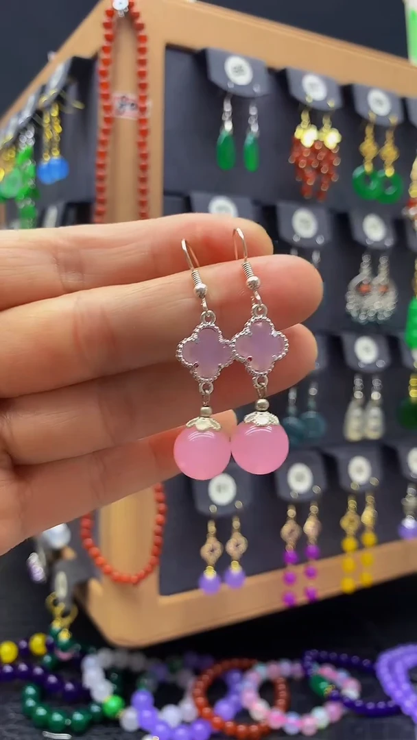 【闪购商品】玛瑙/玉髓耳坠银S925镶嵌耳饰