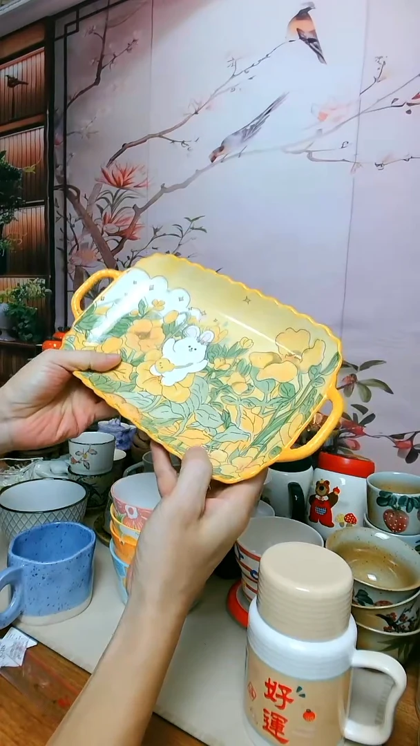 【茶瓷物语闪购福利】26*16 花口设计兔子盘