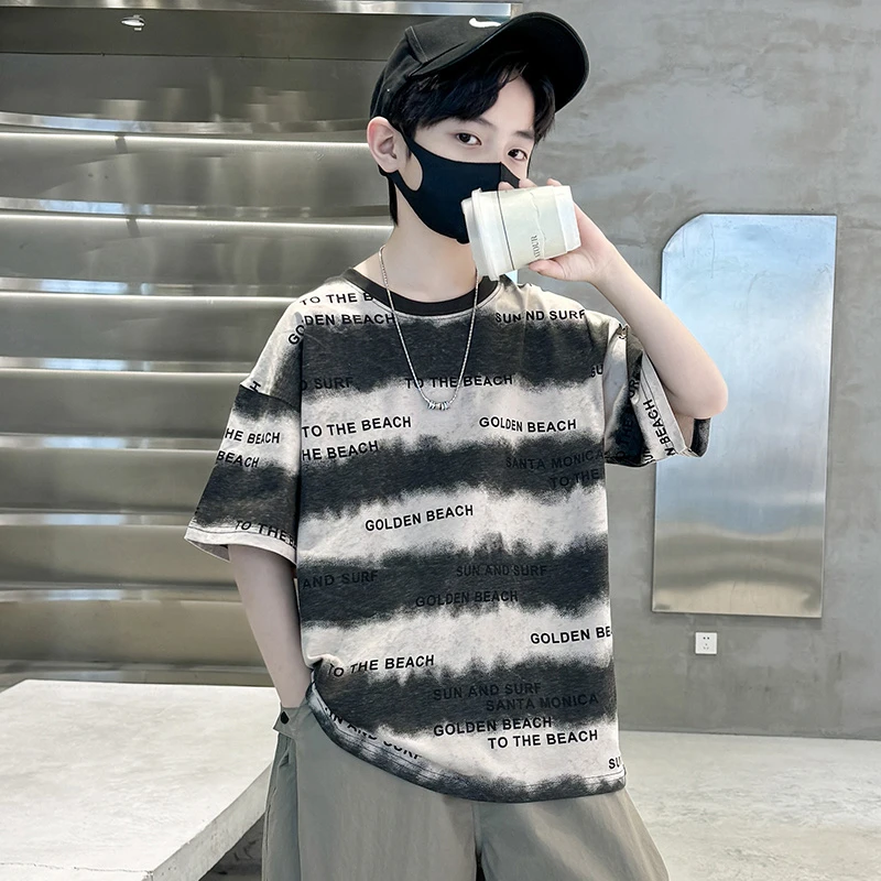 MK&UR.BV童装男童t恤短袖夏装2025新款儿童夏款纯棉中大童上衣潮t