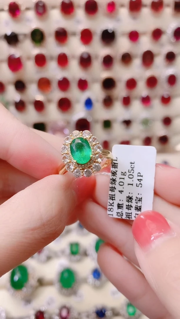 18K金镶嵌18K金戒指祖母绿白**f两用款