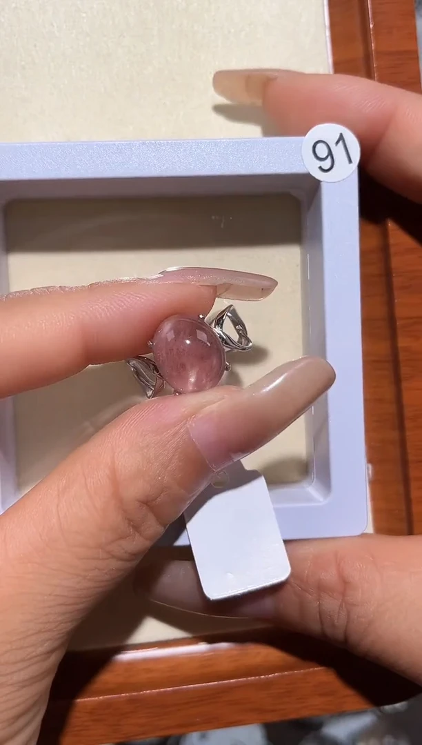 银S925镶嵌戒指烟晶?*漫定制