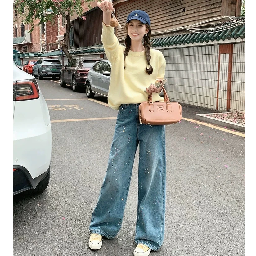 美洋MEIYANG 好心情针织衫 绵羊毛混纺简约百搭宽松圆领套头毛衣U