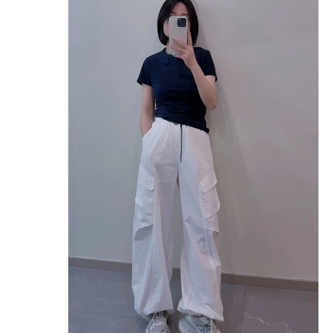 6723-1小CC时尚穿搭2025新款抽绳松紧一裤两穿工装裤