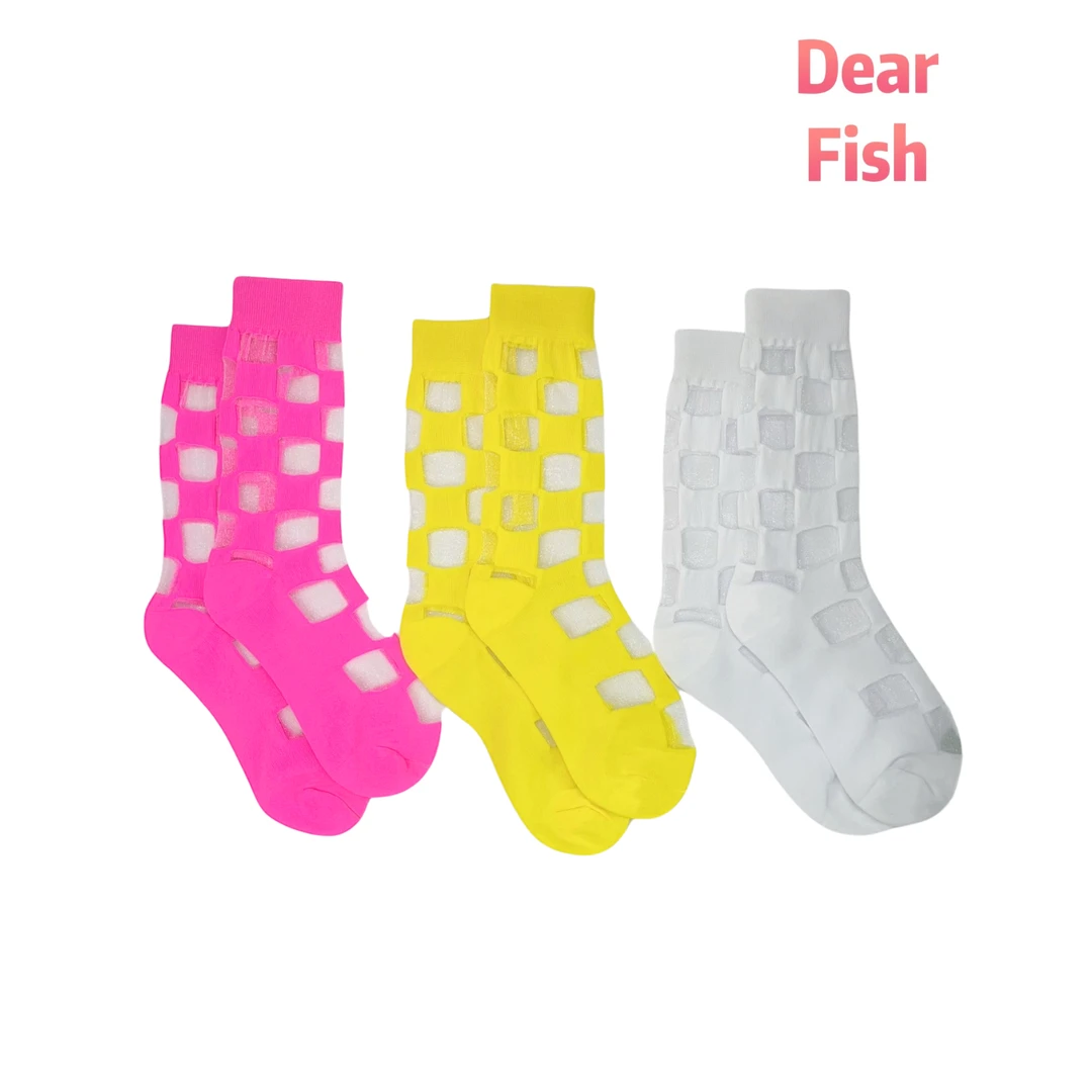 DF DEAR FISH【开扇窗】2025春夏薄透新款水晶丝破洞袜女袜时尚透气