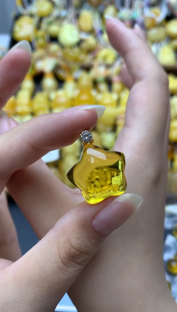 银S925镶嵌琥珀珠宝奇石028琥珀蜜蜡瑕疵品介意勿拍花粉