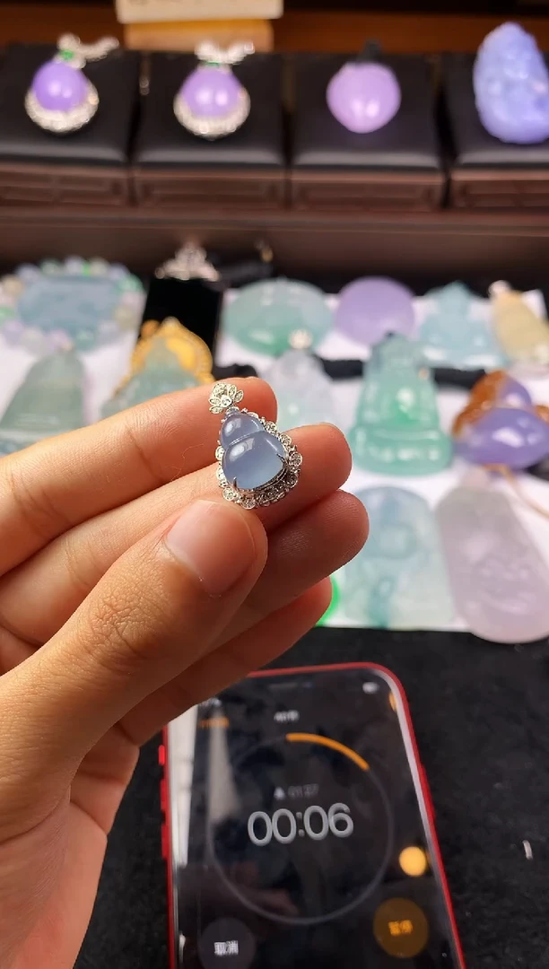 颈饰18K金镶嵌翡翠菠***习YZ-葫芦