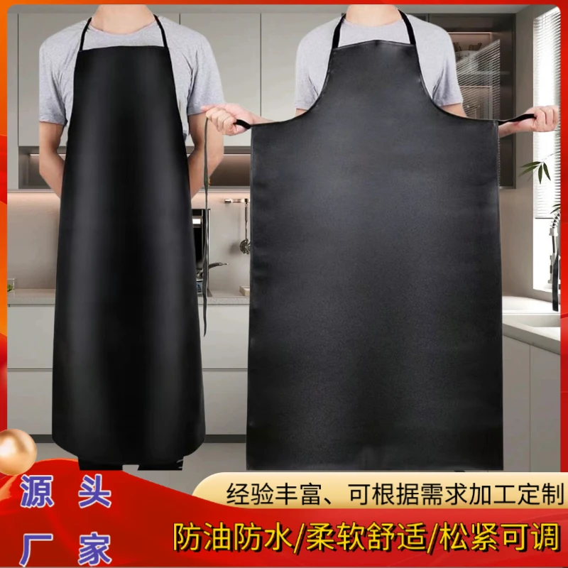 皮革加绒防水防污厨房工作软皮围裙成人食堂餐饮防水围裙家用围裙